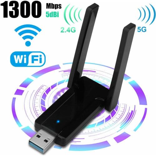 JCKEL 1300Mbps USB WIFI Receptor 2.4G/5G Dual Band USB-A 3.0 Antenna Wi-Fi Adapter for Desktop/Mac/Laptop Wireless Network Card