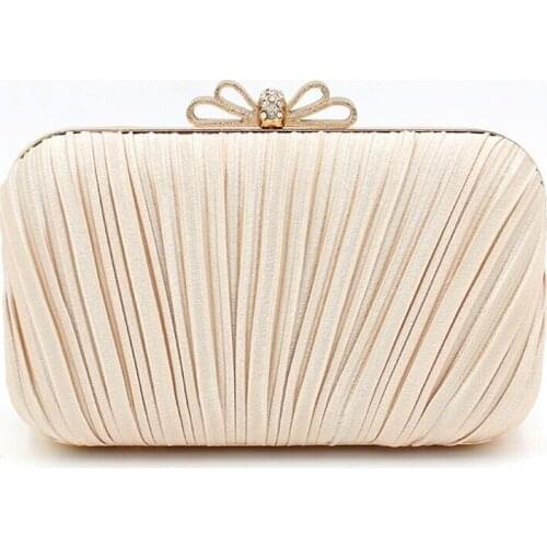 2020 women fold evening clutch bags diamond bow banquet purse with chains silk wedding dinner wallets drop shipping MN1603