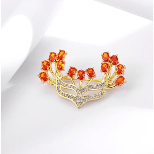 Zhijia Mysterious Mask Crystal Rhinestone Zircon Golden Silver Color Pins Brooches For Women Party Accessories