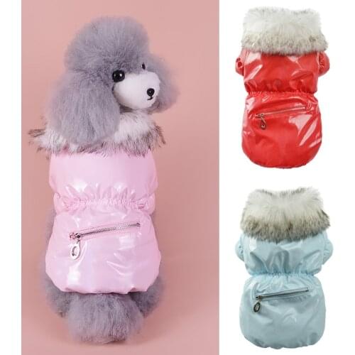 Winter Cat Dog Down Jacket for Small Dogs Simulation fur Collar Pet Costume York Terrier Puppy Pants Overalls Mascotas Clothing