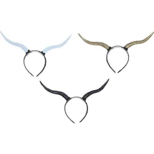 066C Women Ox Horn Headdress Dancing Party Props Headband for Halloween Party Christmas Creative Cosplay Hair Accessories