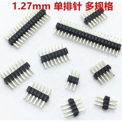 10pcs 1.27mm 1.27 Pin Header Single Row Male PCB Board Connector 1*2/4/5/6/8/10/12/15-40p 50p