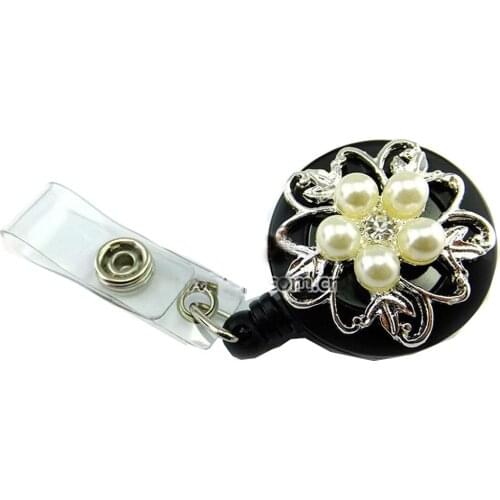 100pcs Fancy Rhinestone Retractable Badge Holder Wholesale Jewelry Badge Reel/id badge holder for wedding