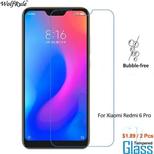 2PCS For Glass Xiaomi Redmi 6 Pro Screen Protector Tempered Glass For Xiaomi Redmi 6 Pro Glass WolfRule Protective Phone Film