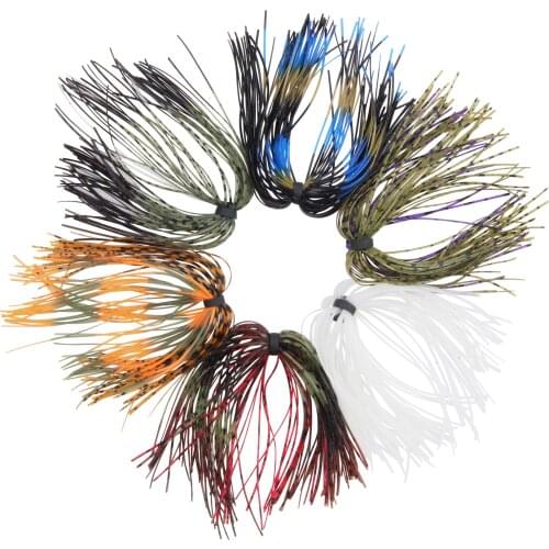 24pcs Plastic Fishing Rubber Jig Skirts 50 Strands Silicone Skirts Lure With Rubber Ring 6 Colors For Fly Fishing