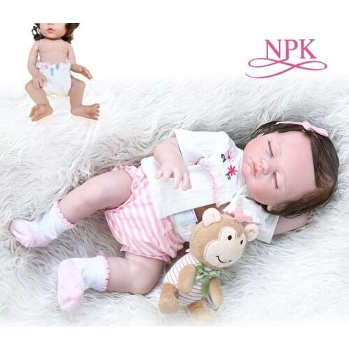 48CM full body silicone sleeping bebe doll reborn sweet premie baby hand detailed painting pinky look Anatomically Cor