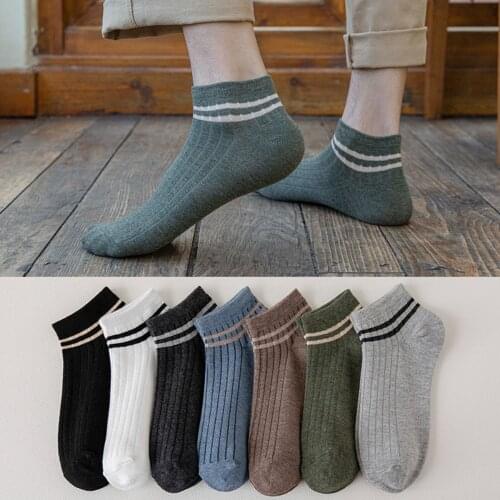 5Pair Classic Men Short Socks Stripes Cotton Mens Socks New Fashion Men Sock Hot Sale 2021 Spring/Summer Short Socks Boat Sock