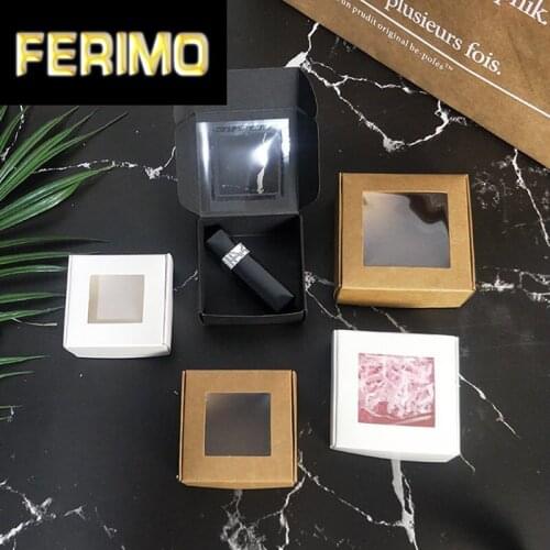 50Pcs/set Kraft Paper Candy Box Transparent PVC Window Soap Boxes Jewelry Gift Packaging Box Wedding Party Birthday Favors