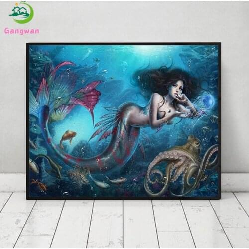 DIY Diamond Painting Abstract cartoon art, mermaid Diamond Mosaic Full Drill Square Embroidery round stones Handmade Hobby