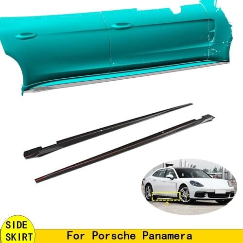 Carbon Fiber Side Skirts Extention Lip Aprons For Porsche Panamera 971 2017 2018 2019 Side Bumper Splitter Winglet Wings