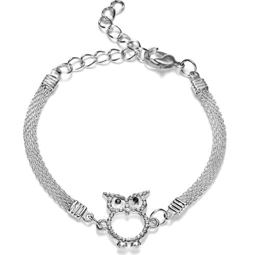 Fashion Silver Color Animal Chain Bracelets Owl Dragonfly Butterfly Love Heart Charm Bracelets for Women Jewelry Gift Pulseir