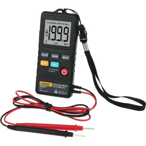 ANENG AN301 Mini Digital Multimeter 1999 Counts Portable AC DC Voltmeter Resistance Ammeter Meter Tester with LED Light