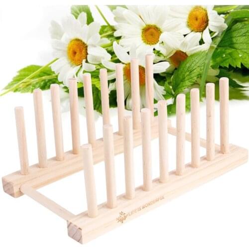 Kicthen Wooden Dish Drying Rack Multifunctional Plate Cup Dish Drainer Creative Kitchen Organizer