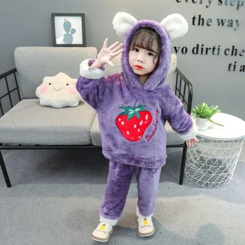 Childrens Flannel Infant Pajamas 2020 Autumn and Winter Cute and Comfortable Home Clothes Girls Baby Thick Coral Fleece Suit