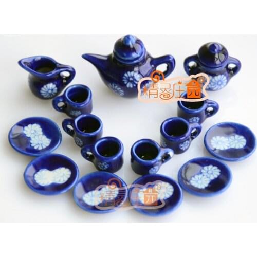 G05-X476 children baby gift Toy 1:12 Dollhouse mini Furniture Miniature rement Chrysanthemum tea and coffee 15pcs/set