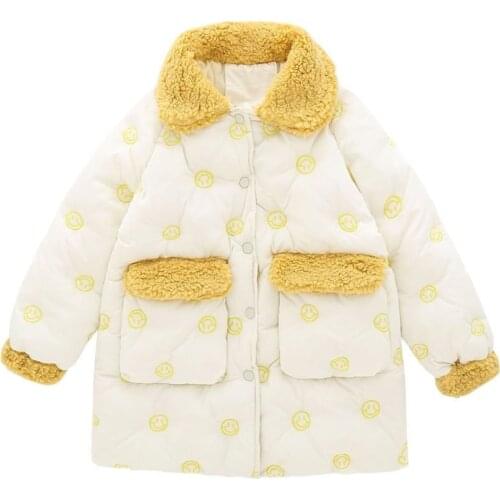 2021 Autumn Winter Fur Collar Children Down Jackets For Girls Warm Kids Down Coats For Girl 3 -12 Years Outerwear Kids Clothing