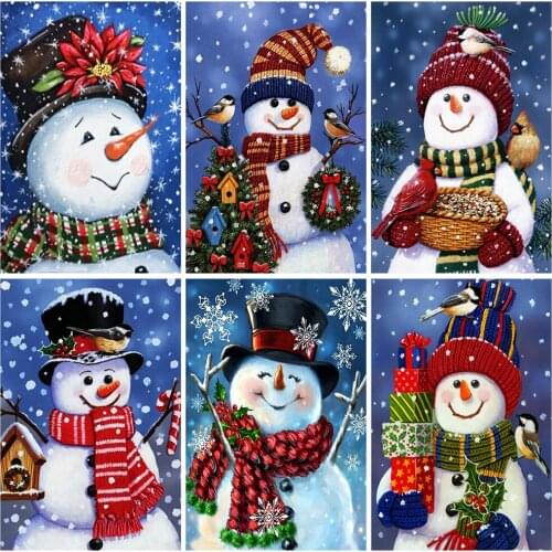 Evershine 5D DIY Diamond Embroidery Snowman Cross Stitch Christmas Diamond Painting Kit Cartoon Winter Home Decorations