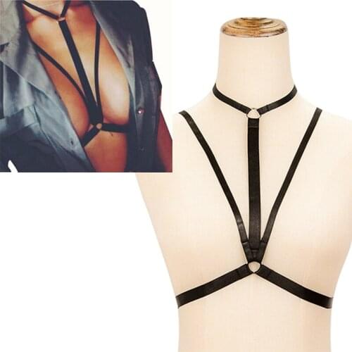 Hot Women harness Bra body crop top Spandex Adjust Cage bra harness Sexy body stocking Goth harajuku harness belt