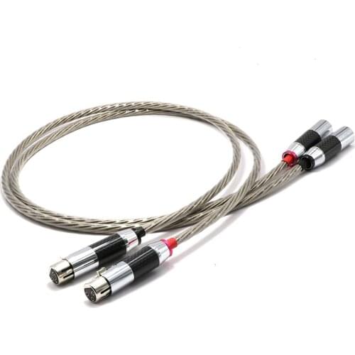 Hifi 7N Silver Plated OFC Copper Signal Interconnect Cable, Carbon Fiber XLR Plug Balanced Cable Cord
