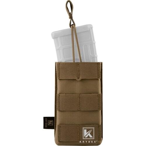 KRYDEX Tactical Modular Single Magazine Pouch 5.56 .223 Open Top MOLLE PALS Magazine Carrier For Military Shooting Hunting CB
