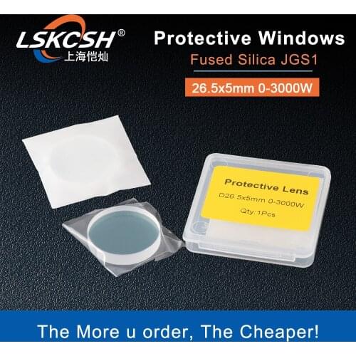 LSKCSH 10Pcs/Lot Fiber Laser Protective Windows Cover Glass 26.5x5mm 0-3000W for Fiber Laser Cutting Head Machines