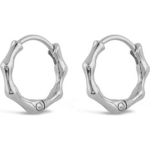 Bamboo shaped mini small hoop earring 100% 925 sterling silver dainty delicate girl women jewelry high quality