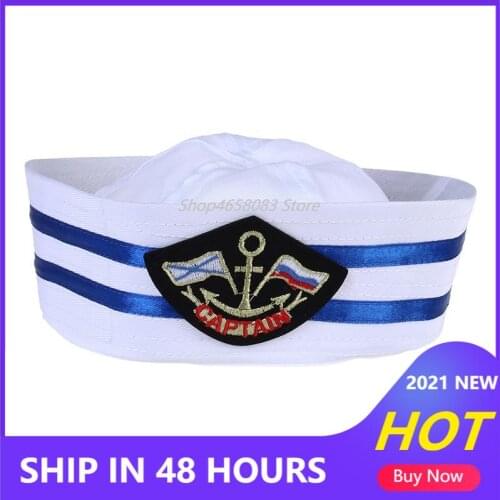 Sailors Captain White Hat Navy Marine Army Cap with Anchor Children Sailor CostumeFunny Cosplay Military Hats for Adult Kids
