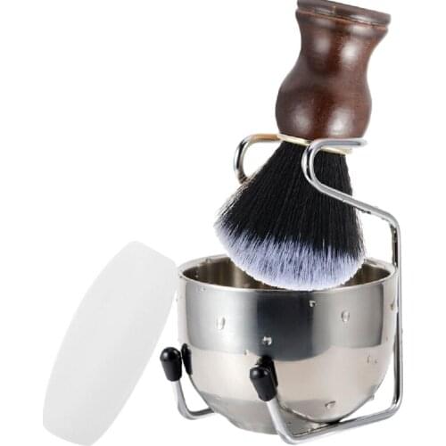 Professional Men Beard Brush Set Soap Bowl + Shaving Brush + Stand Holder+Soap, Shaving Facial Cleansing Tool