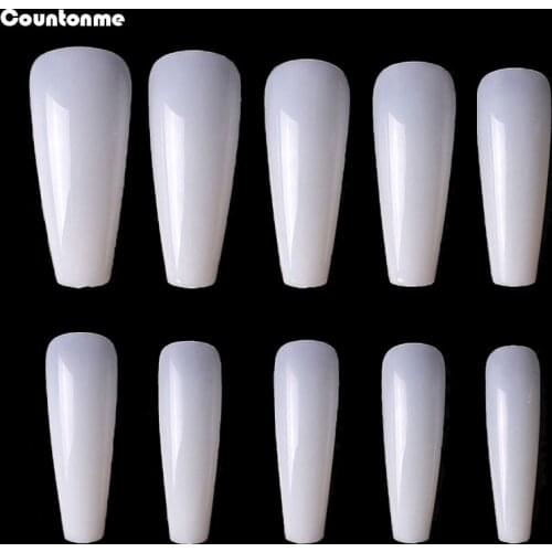 500Pcs Transparent/Natural Ballerina Nail Art Tips False Coffin Fake Nails Full Cover 10 Size French Manicure Fake Nail Tips