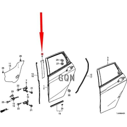 Right rear door sticker 2003-Hon daF IT window color bar decoration doorpost sticker original car sticker door frame sticker