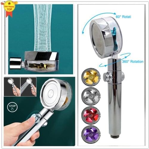 Dropshipping Shower Head Water Saving Flow 360 Degrees Rotating With Small Fan ABS Rain High Pressure Spray Nozzle Fast Delivery