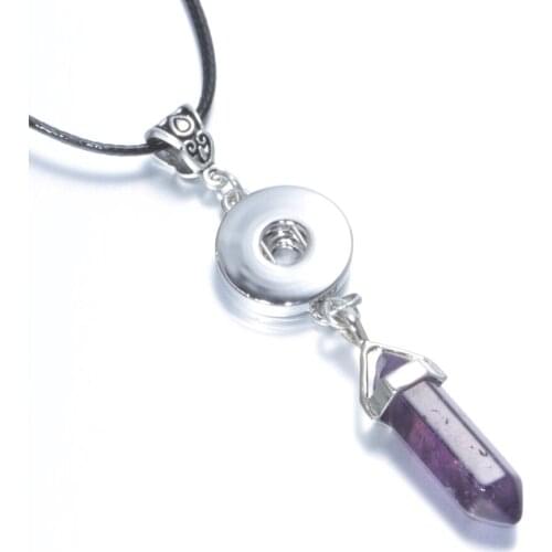 New Arrivals Fashion Charms 18mm Snap Button Jewelry Natural Hexagon Stone Pendant Necklace DZ0117g