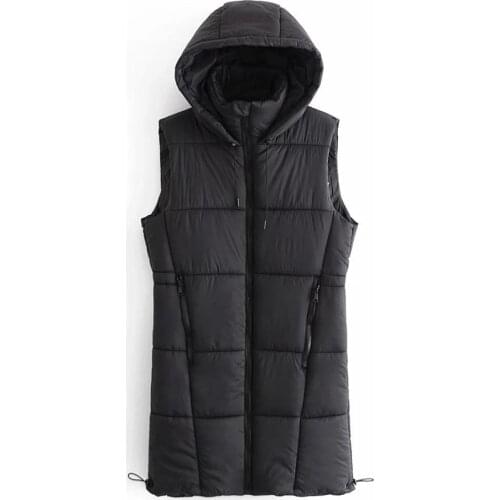 New Pop Fall Winter Women Jacket Sleeveless Coat Hooded Warm Vogue Outerwear Tops Women Long Coats