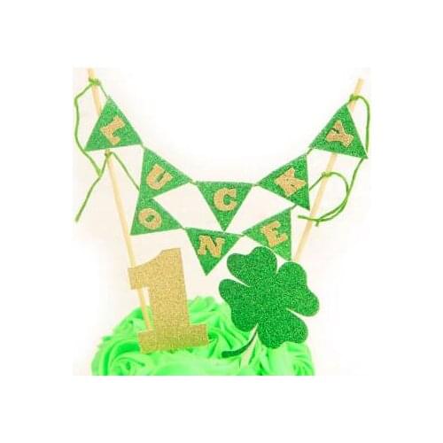 Personalized number St. Patricks Day luck birthday smash cake buntings cupcake toppers banners baby shower doughnut food picks