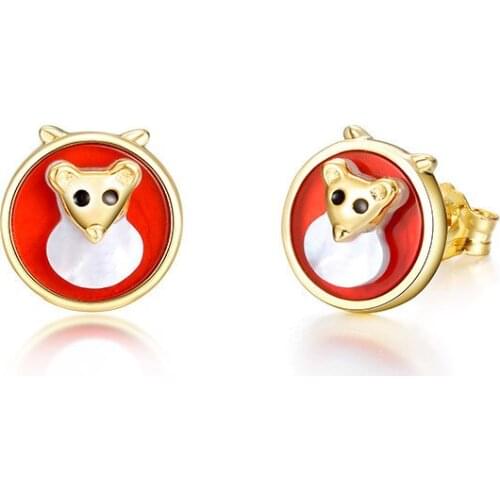 Ms S925 pure silver mouse zodiac earrings benmingnian earring agate jewelry wholesale custom jewelry earring