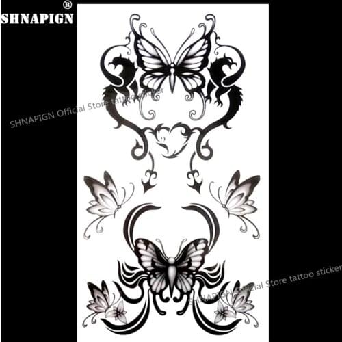 SHNAPIGN Butterfly Totem Temporary Tattoo Body Art Arm Flash Tattoo Stickers 17*10cm Waterproof Fake Henna Painless Sticker