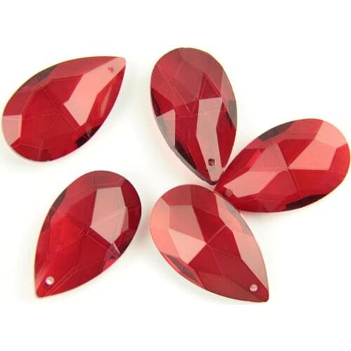 38mm-76mm Dark Red Crystal Chandelier Almond Part Pendant Glass Trimming Parts Ornament Crystal Prism For Wedding