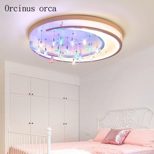 Warm romantic LED moon ceiling lamp room girl bedroom childrens room lamp modern cartoon LED star ceiling lamp free shipping