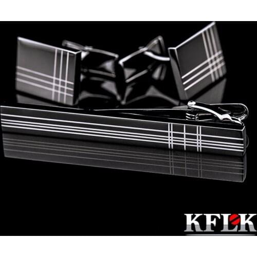 KFLK High Quality Cuff links necktie clip for tie pin for mens tie bars cufflinks tie clip set guests 2017 New Arrival