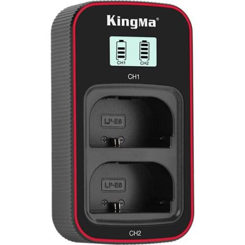 KingMa LP-E6 Battery Charger USB Dual Charger With LCD Display for Canon DSLR EOS R 5DS 5DSR 60D 60DA 70D 80D,5D Mark IV