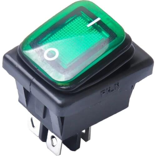 Green 4 Pin On-Off DPST Rocker Toggle Switch Vehicle Dash Parts Protected against dust and low pressure water