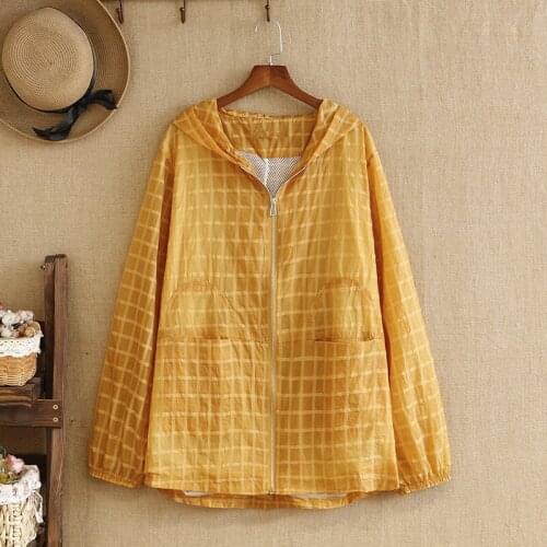 Plus Size Women Clothing Long Sleeves Zippers Hoodie Summer Jacket Large Size Thin Coat Sunscreen Dress For Fatwomen In Summer