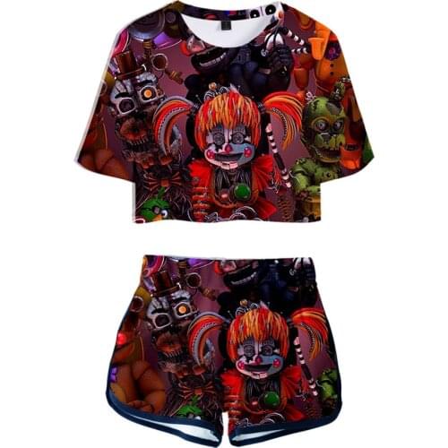 Five Nights at FNAF Outfit Two Piece Set Short Set For Women Outfits FNAF 2 Piece Set Women Ropa Sexy Sweatsuit Summer Tops