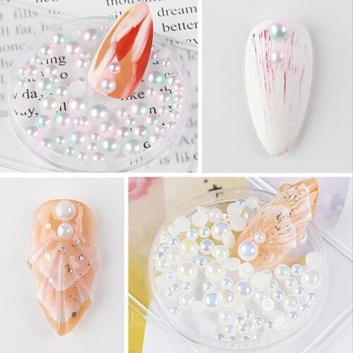 1.5mm/2MM/2.5mm/3MM/4MM DIY 3D Wihte AB Metal Pearl Nail Glitter Nail Crystal Rhinestones Nail Art Decorations Manicure tools