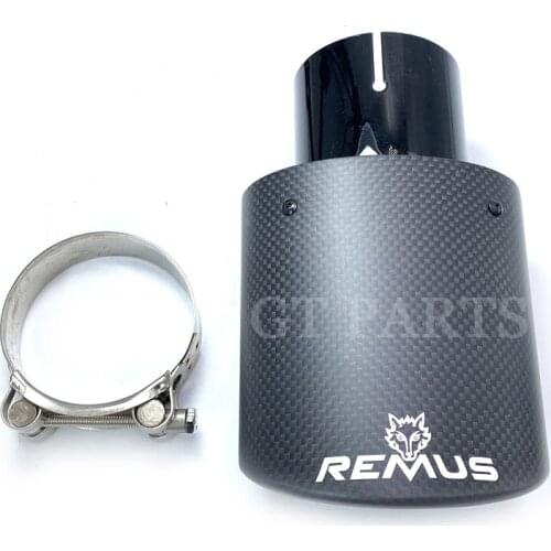 1 PCS Car Universal Oval Remus Sport Matte Carbon Fiber Exhaust Muffler Tips Glossy Black Inner Pipe for Benz AUDI HYUNDAI