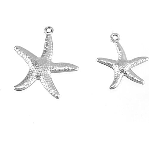 100% Stainless Steel Starfish Charms Pendants 15/20mm Personality Charms Bracelet Necklace Accessories Wholesale 100pcs