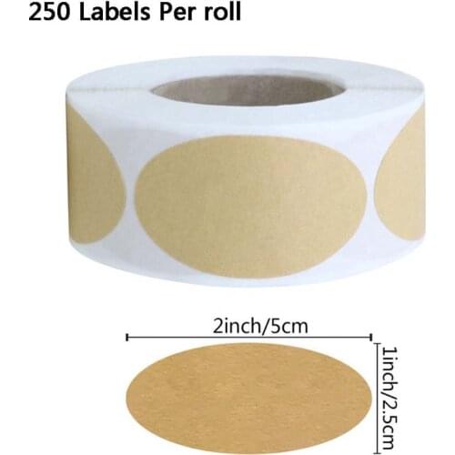100pcs/roll Oval DIY Blank Kraft Paper Labels Handmade Baking Stickers Adhesive Seal Labels Gift Tags Decor for Jam Jars