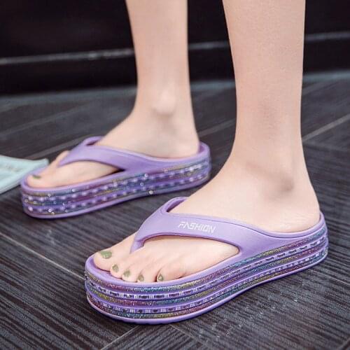 2021 Fashion Purple Summer Platform Slippers Women Flip Flops Comfort Non-slip Casual Beach Slides Women Sandals сланцы женские
