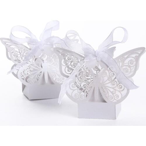 30PC New Butterfly Wedding Candy Box Hollow Paper Box European Style Chocolate Paper Packaging Events And Party Supplies