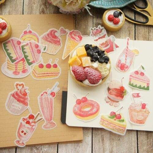 40pcs Cherry Milkshake Cake Style Paper Sticker Scrapbooking DIY Gift Packing Label Decoration Tag Party Decoration